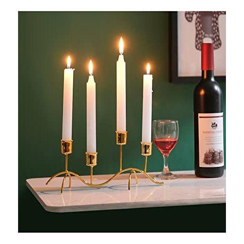 Hosoncovy Decorative Taper Candle Holder Metal Candlestick Holder Tealight Candle Stand Candle Holder Tealight Holder for Table Wedding Party Home Decoration (2 Arms) 2