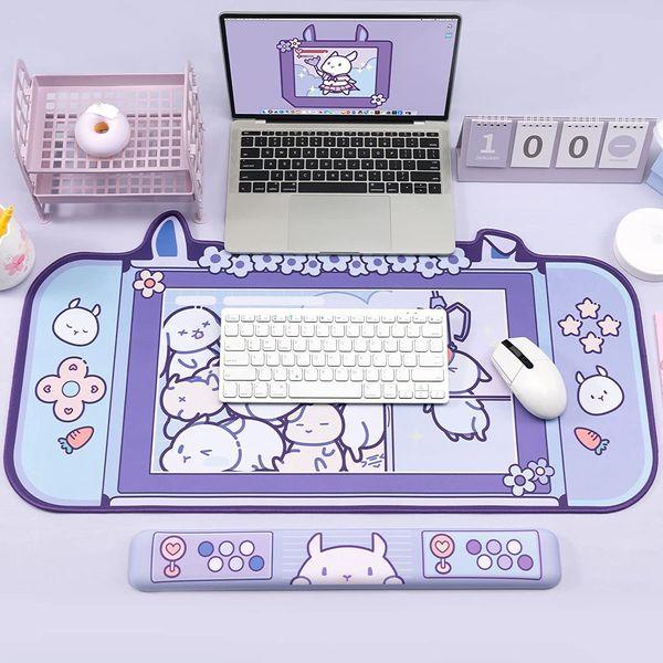 GeekShare Purple Bunny Wrist Rest Support Mouse Pad Set- Non-Slip Rubber Base and Lightweight Memory Foam Wrist Rest for Keyboard and Mouse, Perfect for Gaming,or Home Office Work 3