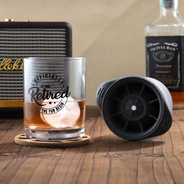 Joeyan Whiskey Retirement Gift Sets for Men Women, Funny Whisky Rum Alcohol Presents, Anniversary Cup Gifts for Him Her, Crystal Whiskey Tumbler Glass Cup with Ice Ball Mold and Coaster 3