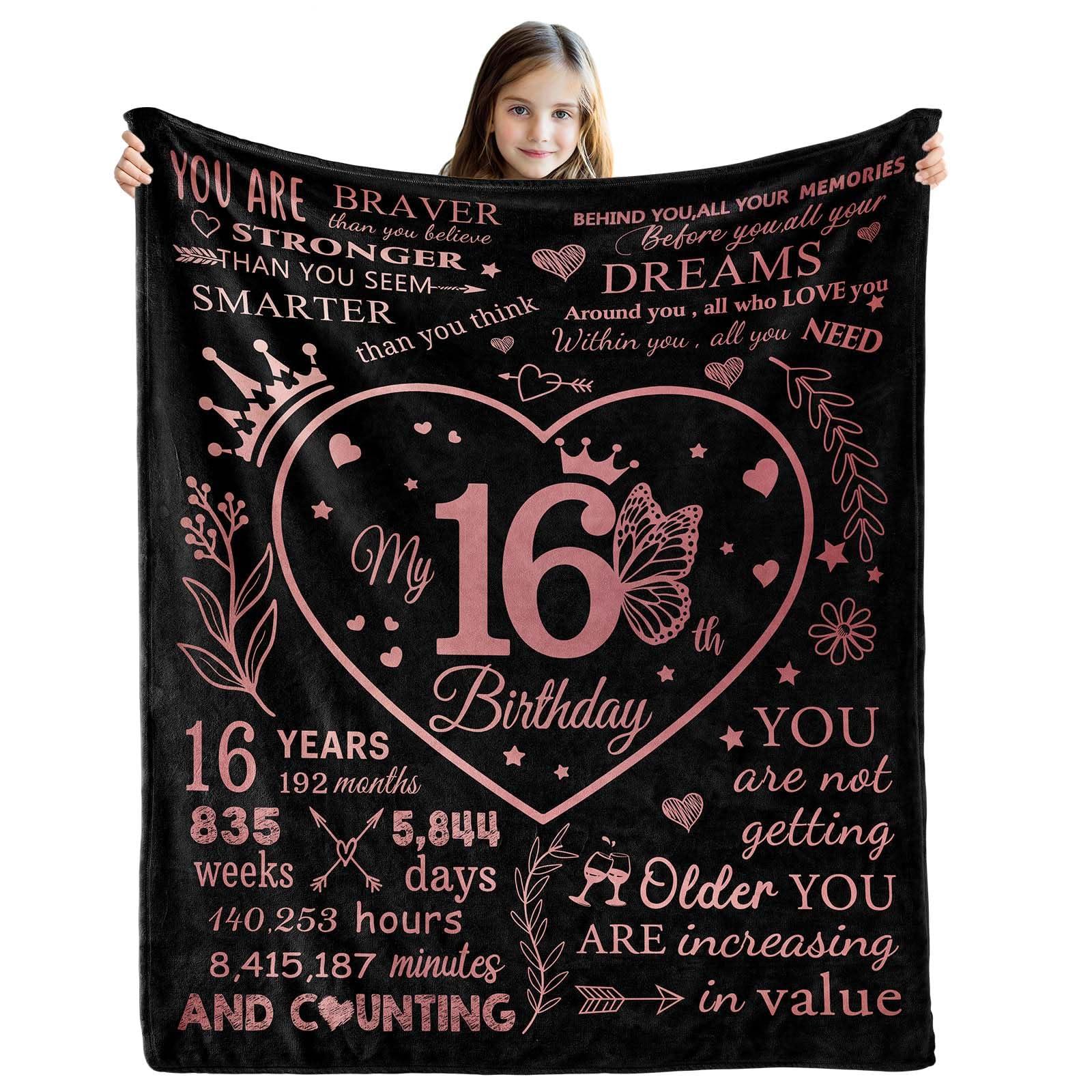 COZYCRIB 16th Birthday Gifts for Girls Flannel Blanket Birthday Gifts for Her 16th Birthday Decorations Blanket Best Girls Birthday Presents for 16 Year Old Girls Birthday Gifts for Daughter Niece