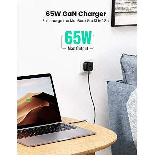 UGREEN 65W USB C Charger Plug 2-Port GaN Type C PD Fast Wall Adapter Compatible with Macbook Pro/Air, iPhone 13 Pro Max/12, iPad, iPad Mini 6, Galaxy S21,Pixel 6, Dell XPS, Lenovo HP Asus Acer Laptop 1