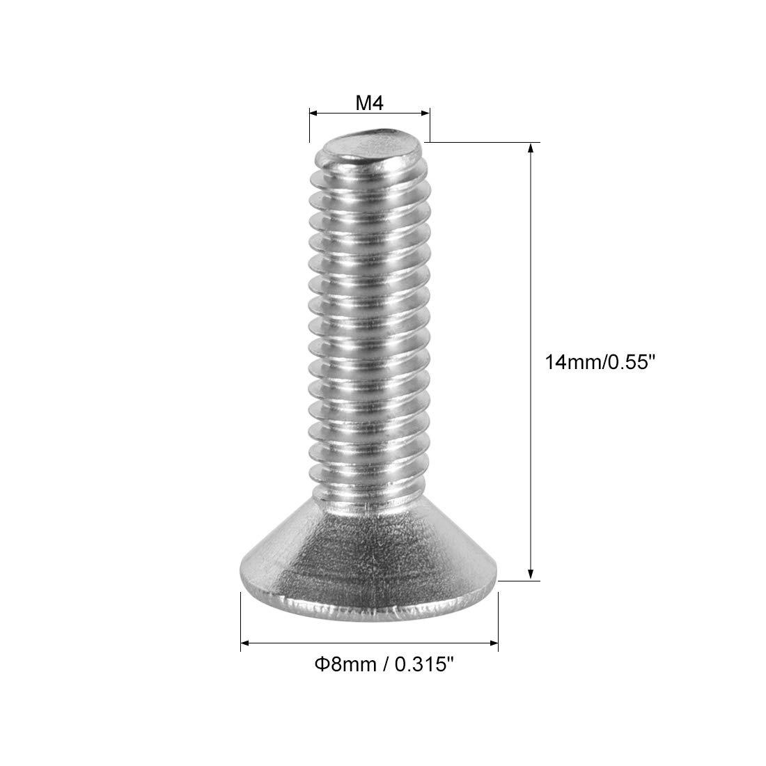 sourcing map M4x14mm Flat Head Machine Screws, Phillips Cross Screw, 304 Stainless Steel, Fasteners Bolts 50Pcs 1