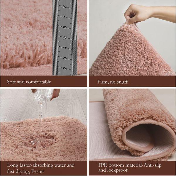 TiRiSMART Rugs for Bedroom 110x60cm Rugs Living Room Area Rugs Washable Soft No Slip Non Shedding Suitable Sofa Coffee Table Hallway Tub Doorways(Pink) 3