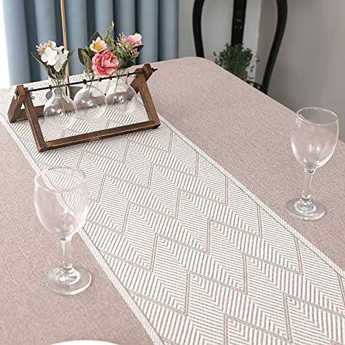 MOWEN Tablecloth for Dining Tassel Cotton Linen Table Cover for Kitchen Party Decoration Rectangle 2