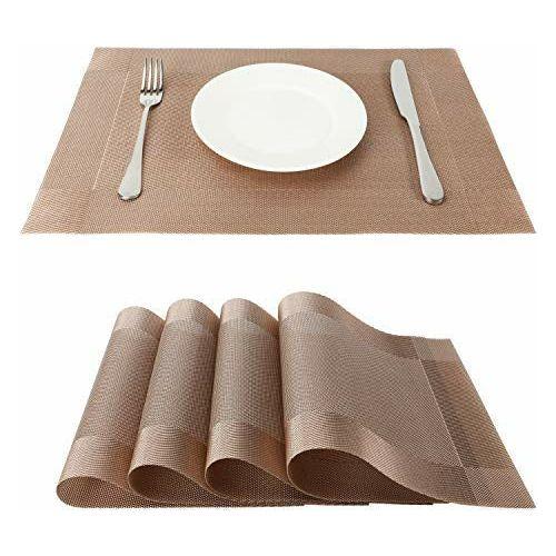 Decorus Placemats Set of 4 Washable Stain-resistant Woven Vinyl PVC Table Mats 12x18'' for Dining Kitchen Restaurant Table Dining Table Decorations 0