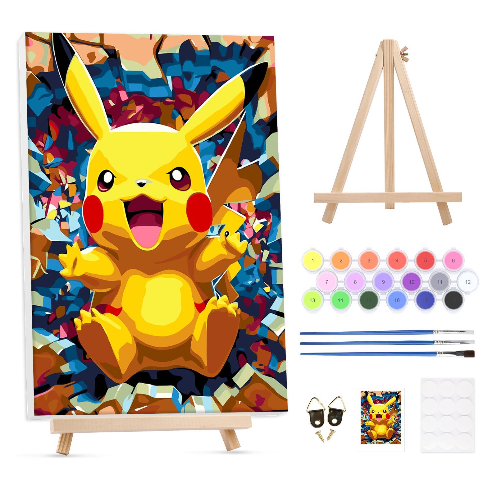 GHHKUD Paint by Number Kits for Adult with Wooden Easel, Oil Acrylic Painting by Numbers Kit for Adults Beginners on Framed Canvas, Cartoon Anime Arts and Crafts for Home Wall Decor-12x16inch