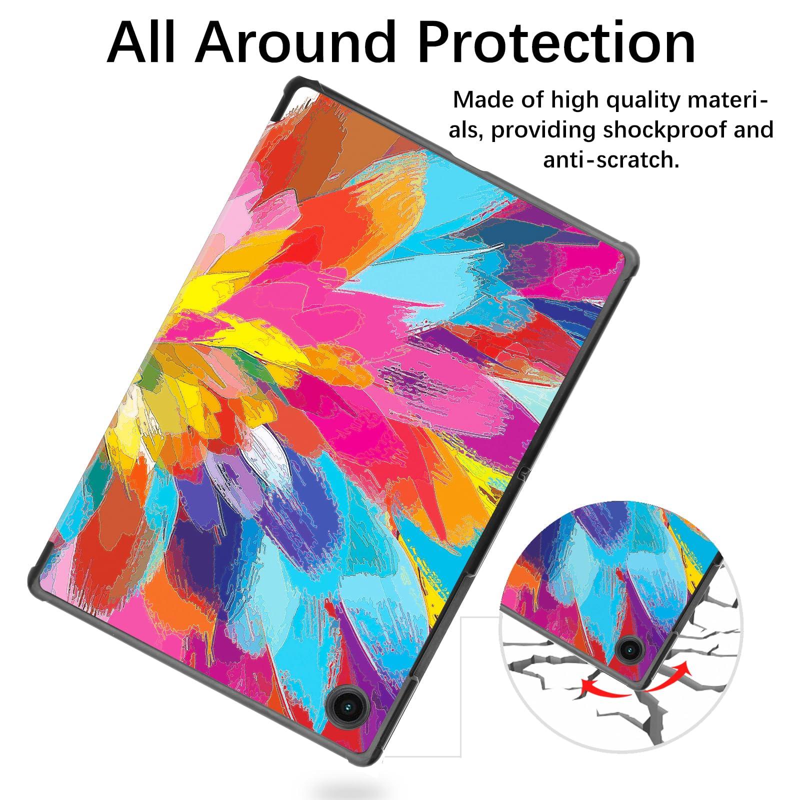 Berkin Arts Samsung Galaxy Compatible with Tab A 8.4 inch Case Model SM-T307 Tri-Fold Stand Cover Cloisonnism Vibrant Expressive Colorful Energetic Brush 4