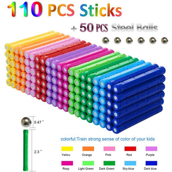 160 PCS Magnetic Building Sticks Toys, Magnetic Construction Set Toys and Educational Stacking Puzzle Toys For Adults and Toddlers, 2.3 Version 1