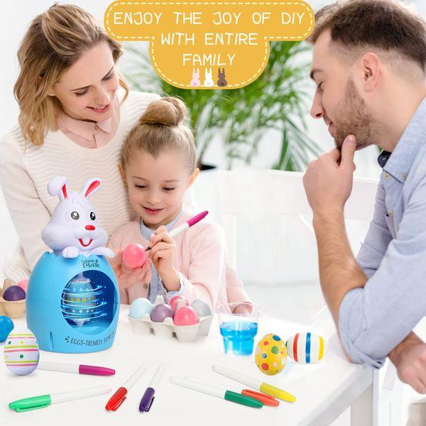 Easter Eggs Decorating Kit for Kids, DIY Painting Easter Egg Hunt Spinner Crafts, Motorized Music LED Lights Bunny Egg Toy Set, with 3 PCS Colorful Markers Plastic Eggs, Gifts for Boys Girls 3-12+ 1