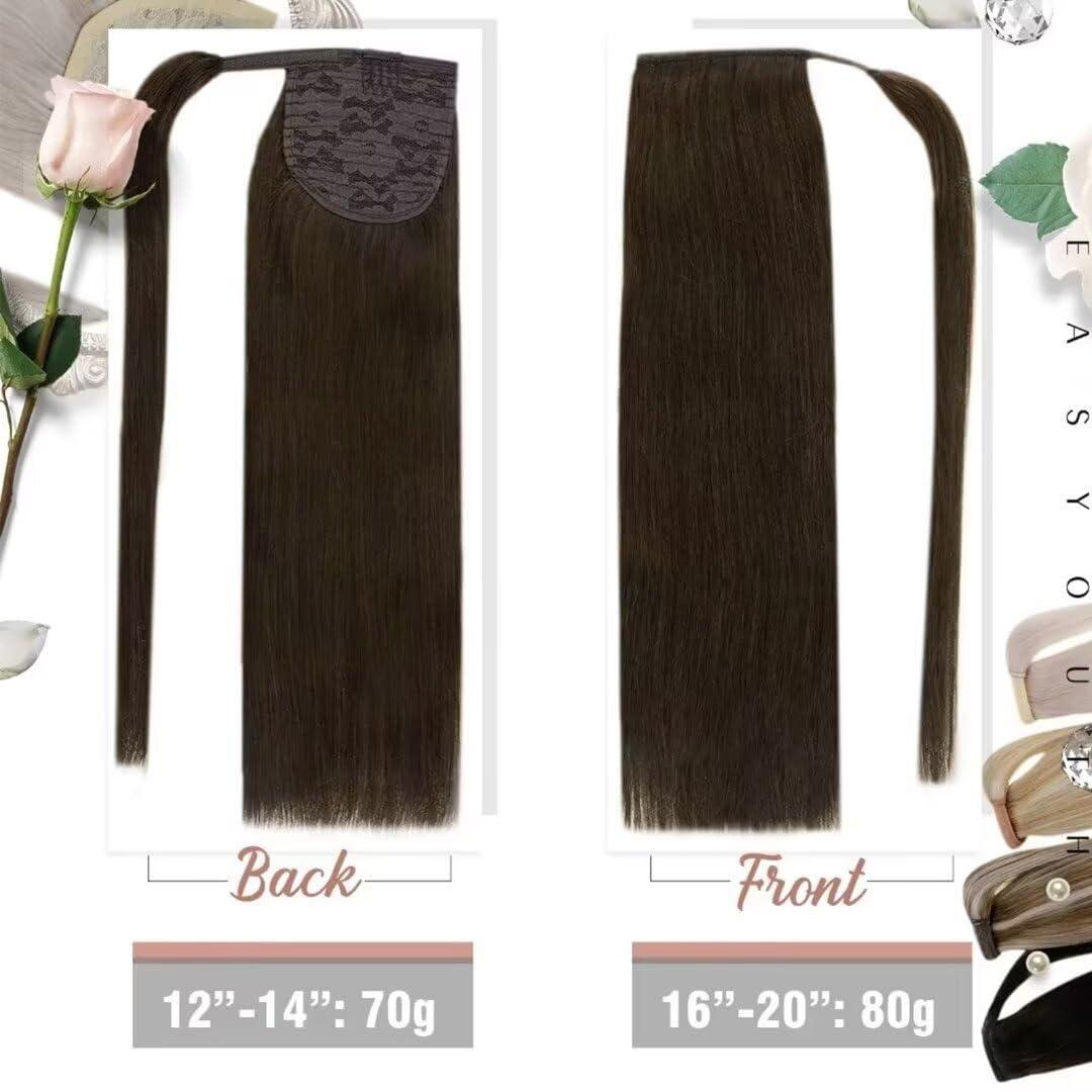 Easyouth Real Hair Ponytail Extensions Remy Wrap Around Hair Extensions Pony Tail 20 Inch 80g Ponytail Human Hair Extensions Remy Clip in Ponytail 3