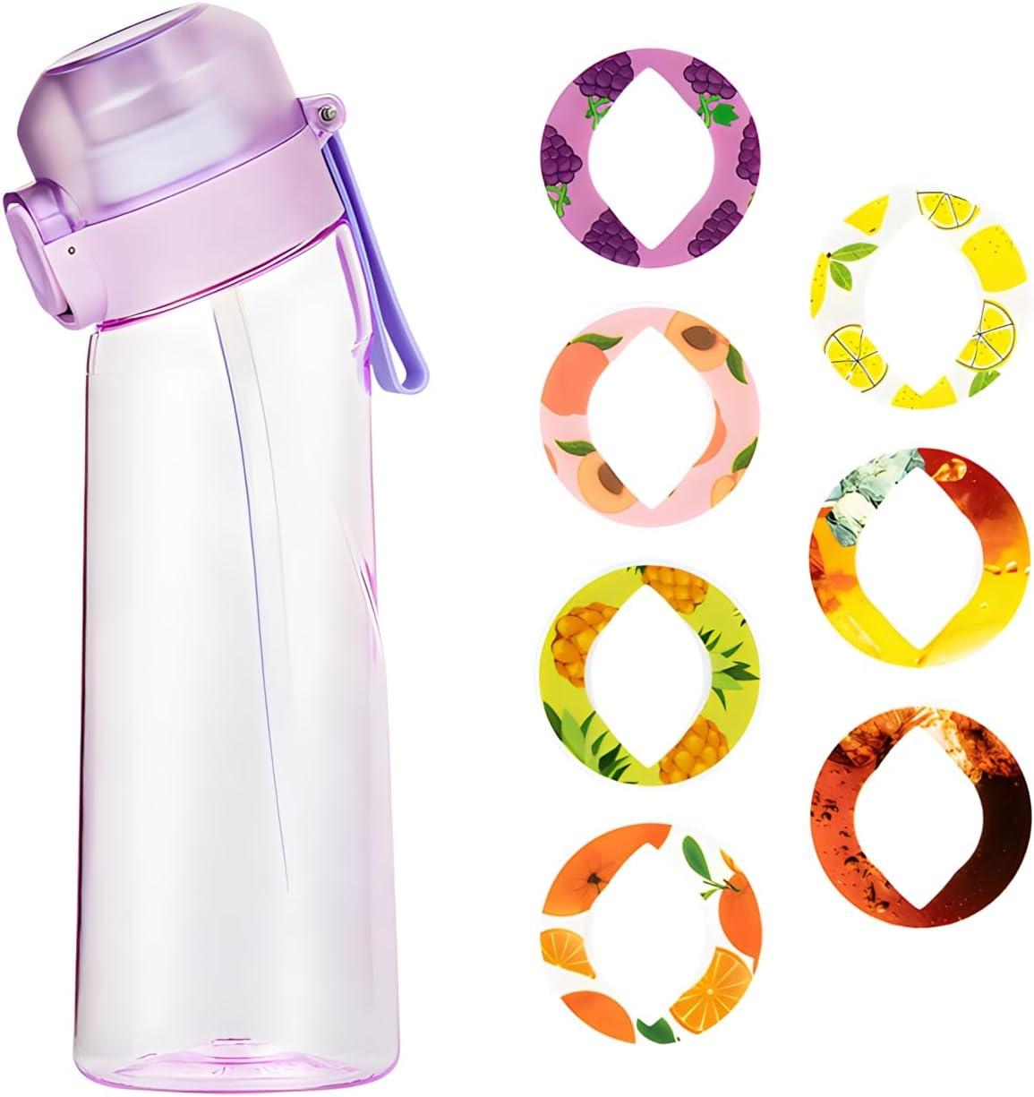 Air Water Bottle with Scented Flavour Pods, 650ml Starter Up Set BPA Free Drinking Bottles with 7 Fruit Pods Scented 0 Sugar Calorie, Water Cup with Straw for Gym School Outdoor 0