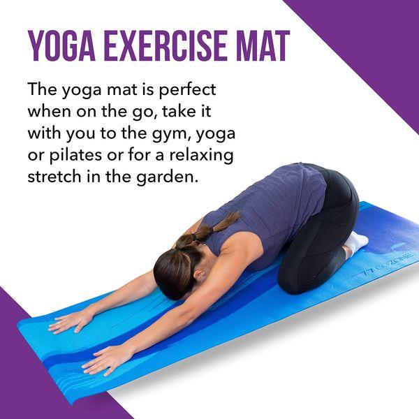 GoZone Yoga Exercise Mat - Reversible Pattern - Non-Slip Surface Made from PVC Rubber - Easy to Store and Transport - Use for Yoga, Home Workouts and Pilates - Blue Combo - 60cm x 172cm x 1cm 1