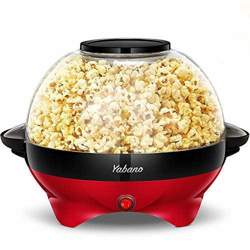 Yabano Popcorn Maker, 5L Popcorn Popper Machine, Nonstick Plate, Electric Stirring with Quick-Heat Technology, Cool Touch Handles, Healthy Less Fat, 800W 0