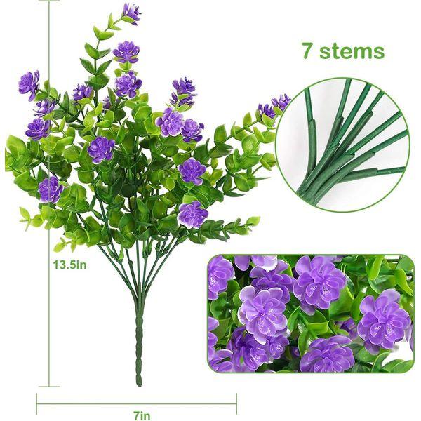 VISVIC Artificial Flowers Faux Plastic Fake Flowers UV Resistant for Indoor Outside Hanging Pot Garden Porch Wedding Party Farmhouse Décor, Purple, 10 Bundles 1