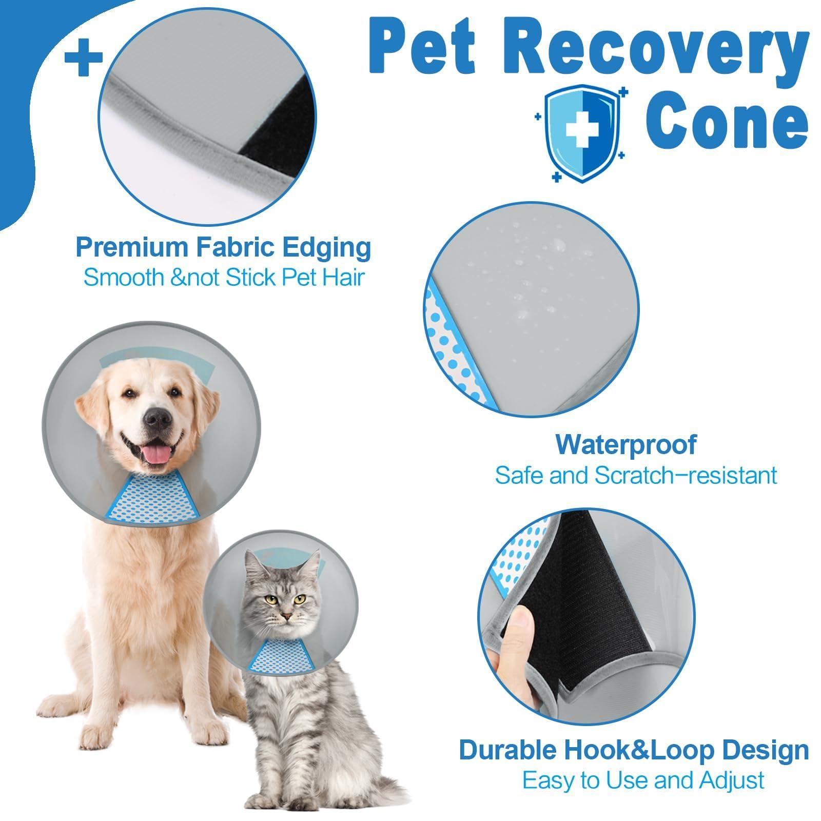 Supet Dog Cone Adjustable Pet Cone Pet Recovery Collar Comfy Pet Cone Collar Protective for After Surgery Anti-Bite Lick Wound Healing Safety Practical Plastic E-Collar for Dogs and Cats (Grey S) 2