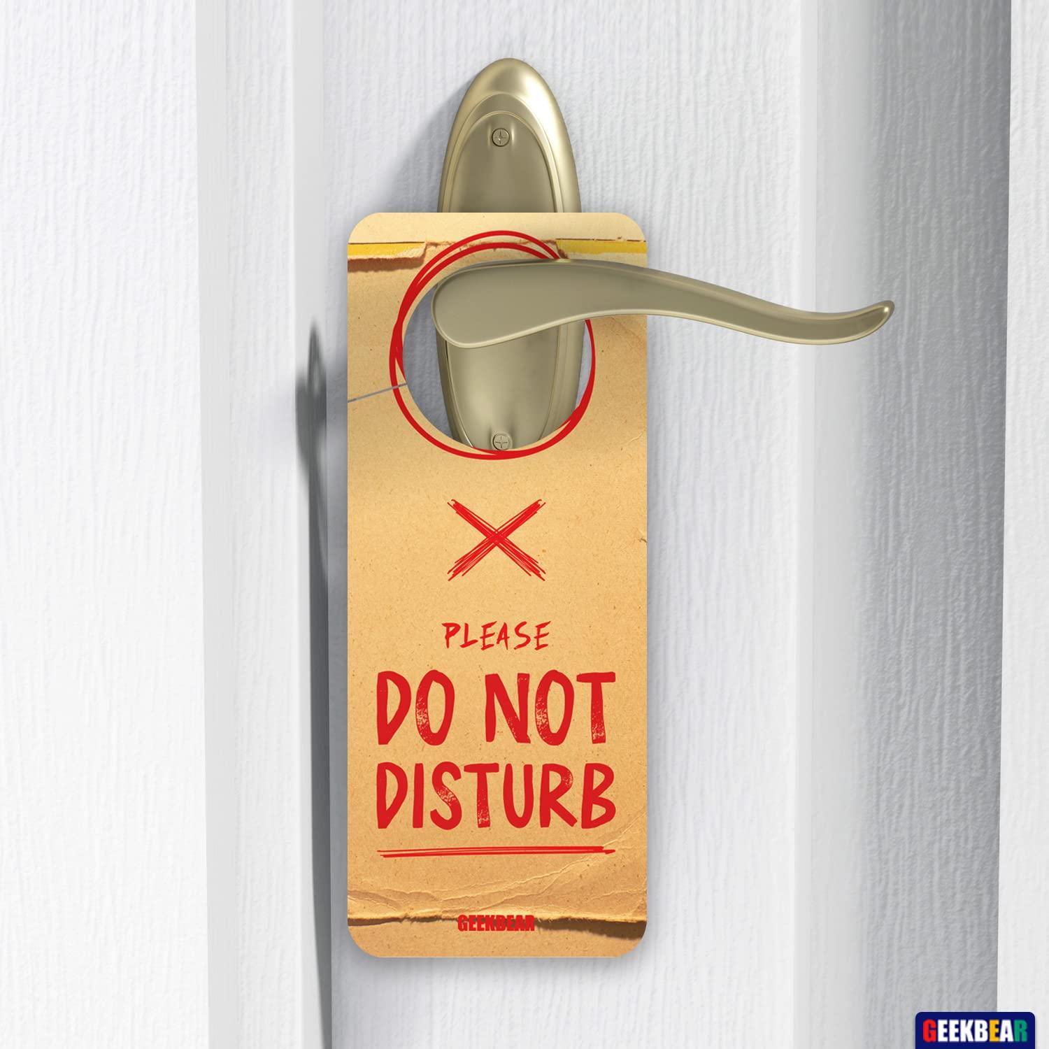 GEEKBEAR Do Not Disturb Door Hanger Sign (09. Scratch Paper) - 2 Pack - Reversible and Double Sided Privacy Office Sign - Please Do Not Disturb on Front and Welcome Please Knock on Back Side 1