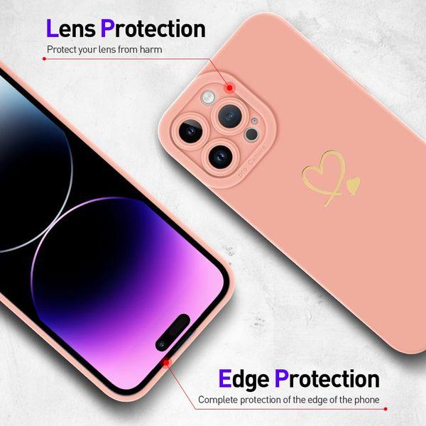 UZEUZA Compatible for iPhone 14 Pro Max Case 6.7-Inch, Fashion Cute Love-heart Shape iPhone 14 Pro Max Case for Grils Women Ladies Shockproof Silicone iPhone 14 Pro Max Cover 1