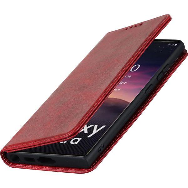 SailorTech Samsung Galaxy S23 Ultra Wallet Leather Case, Premium PU Leather Cases Folio Flip Cover with Magnetic Closure Kickstand Card Slots Holder Wine Red 4