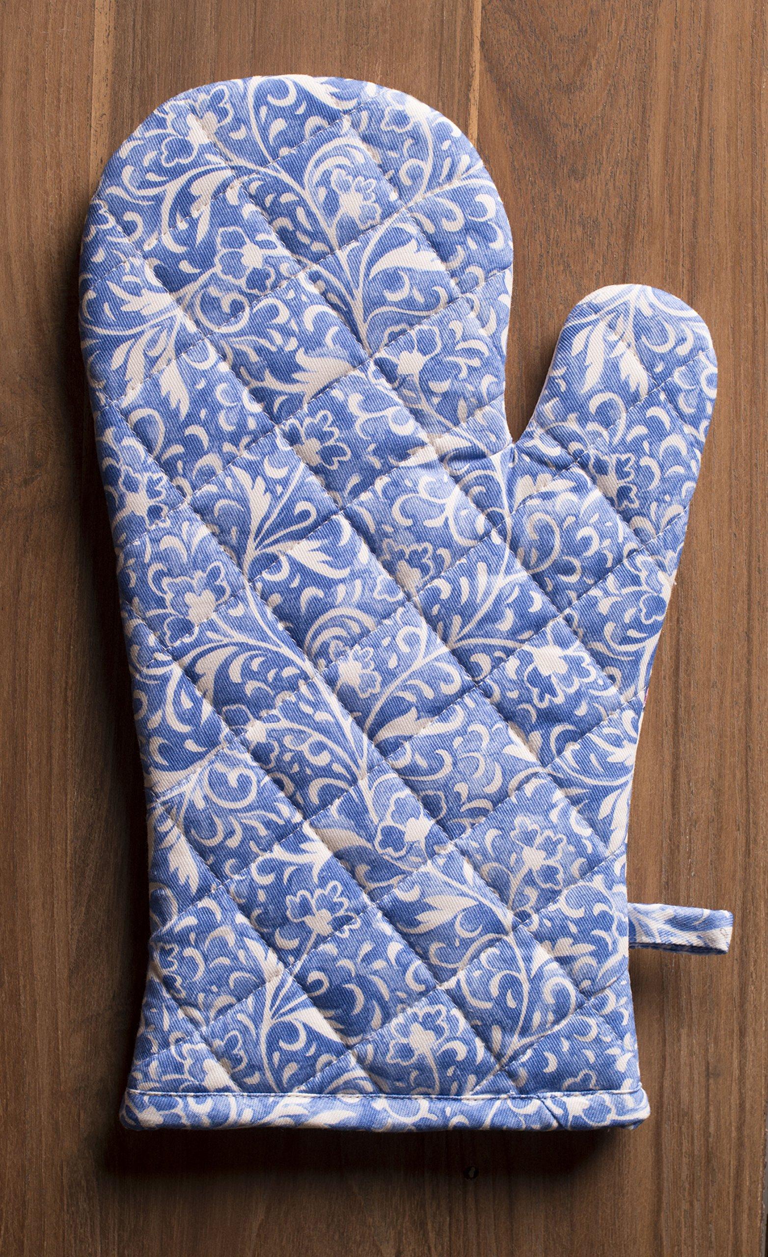 Maison d' Hermine Easter Oven Mitt (19cm x 33cm) and Pot Holder (20cm x 20cm) 100% Cotton Kitchen Oven Mitt + Pot Holder Heat Resistant for Banquet, BBQ, Microwave Barbecue, Canton - Spring/Summer 2