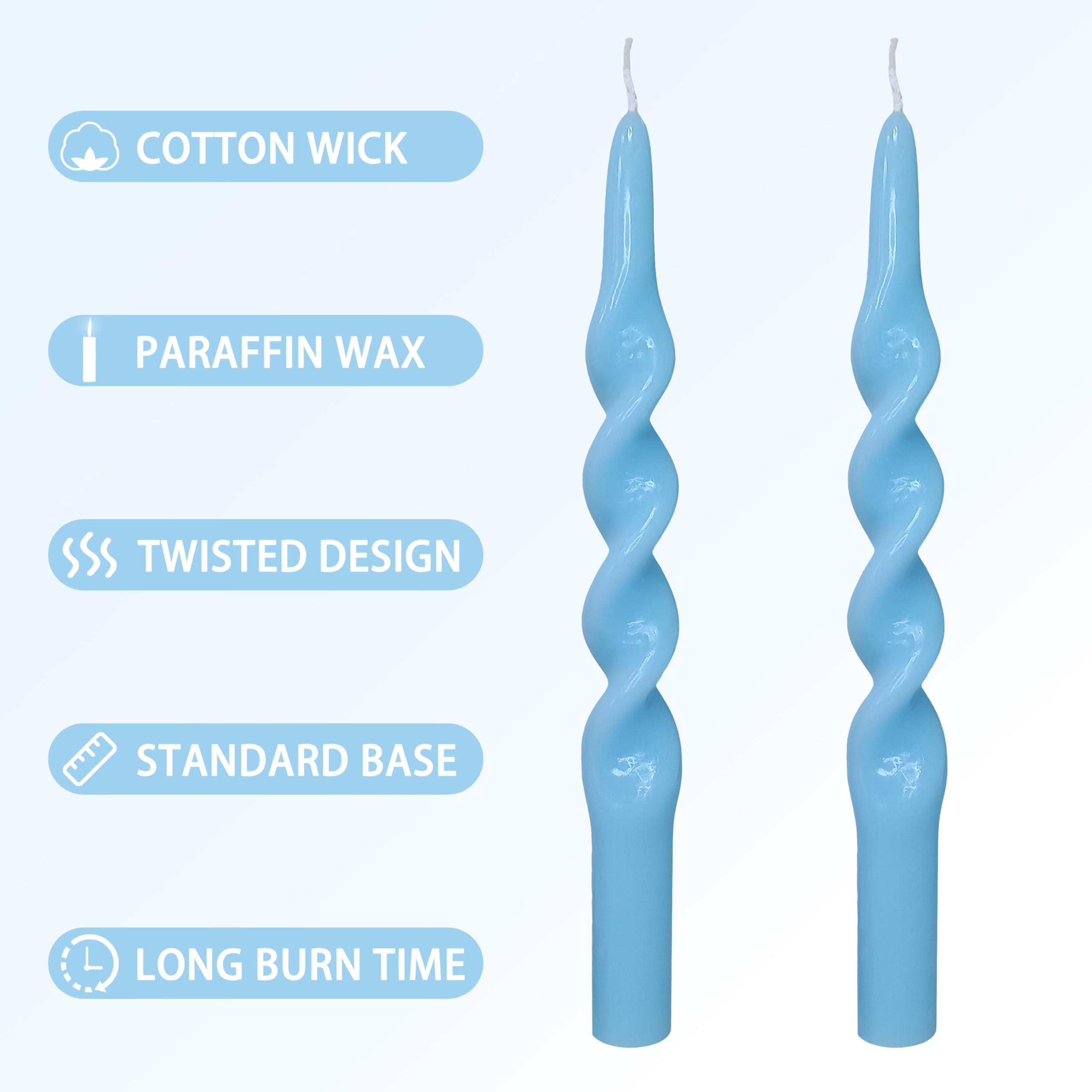 Spiral Taper Candles Blue Candle Sticks 10inches Twisted Tapered Candles Unscented Dinner Candle Set of 2 - for Party Home Table Decoration 3