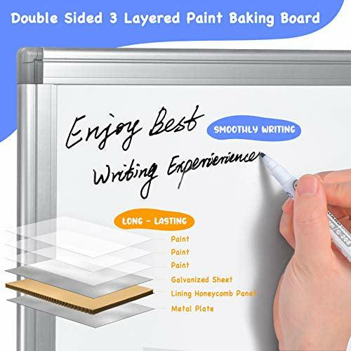 Whiteboard for Wall 38 x 30cm, ARCOBIS Small Dry Erase Board Magnetic Double Side Hanging Board Lightweight for Kids Student Drawing Homeschooling Home Office - Silver 4
