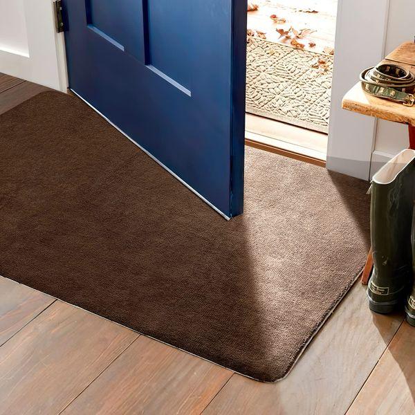 MIULEE Door Mat Indoor and Outside Front Door Mat Washable Ultra-Thin Doormats Dirt Trapper Door Mats Indoor Entryway Rug Non Slip Door Rugs Absorbent for Entrance Pets and Dogs 80x120cm Dark brown 3