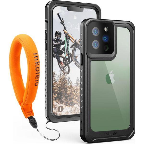 inkolelo for iPhone 13 Pro Max Waterproof Case Built-in Screen Full Sealed Protector Cover with Floating Strap IP68 Protective Case [Aqua Shield] for iPhone 13 Pro Max (2021) - Matte Black/Orange 0