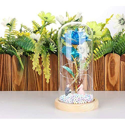 Ironhorse Unique Romantic Colorful Artificial Flower Gift Rose Light Decoration In Glass Dome Cover Home With LED Light ValentineS Day For Women Christmas Wedding Anniversary And Birthday ? 2