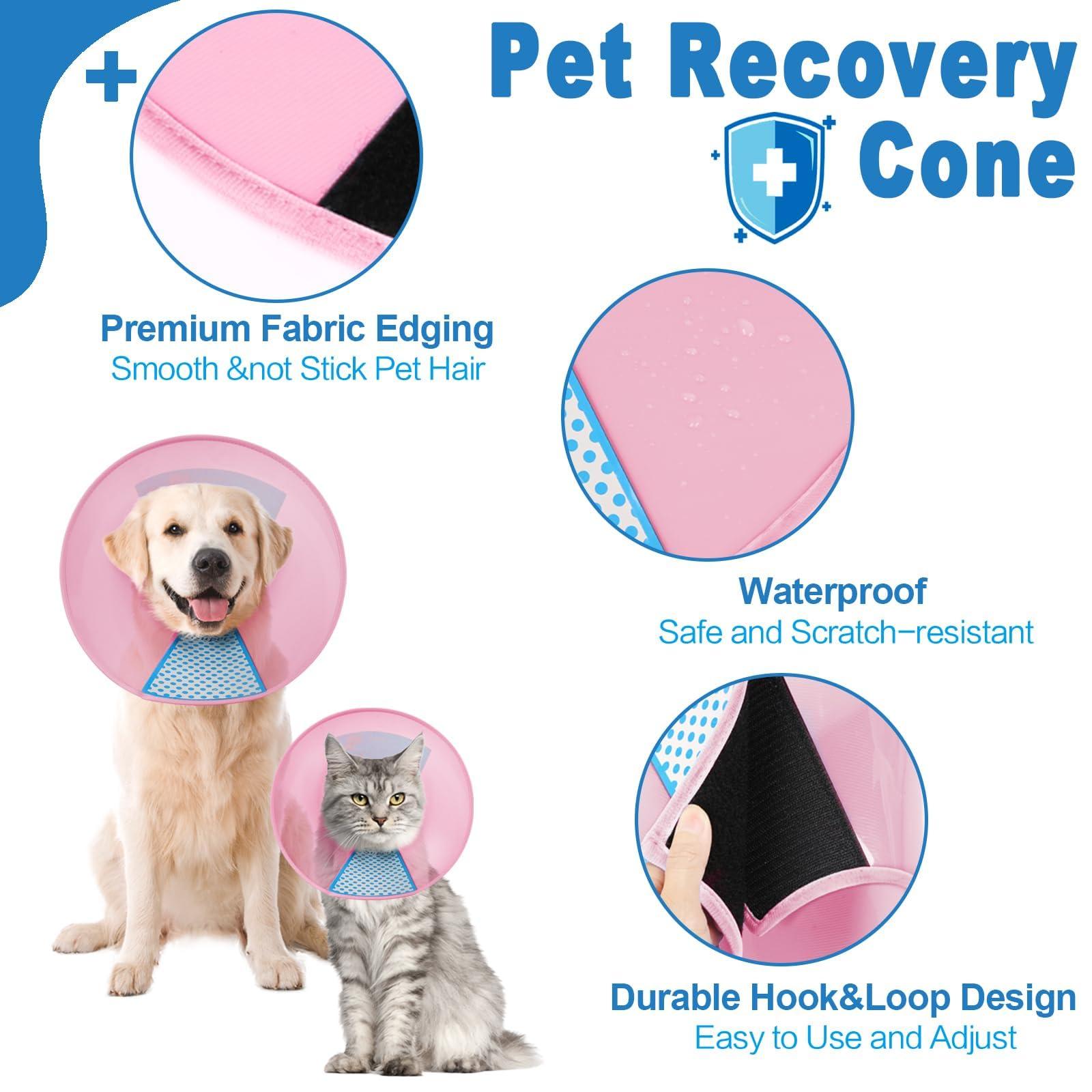 Supet Dog Cone Adjustable Pet Cone Pet Recovery Collar Comfy Pet Cone Collar Protective for After Surgery Anti-Bite Lick Wound Healing Safety Practical Plastic E-Collar for Dogs and Cats (Grey XS) 2