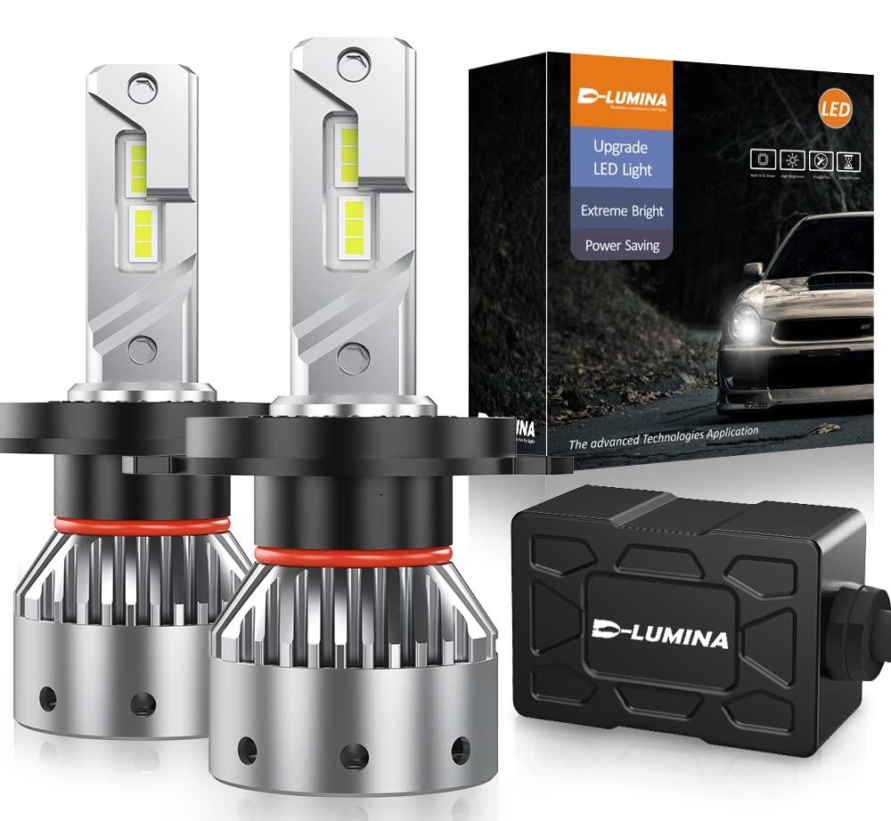 D-Lumina H4/9003 LED Headlight Bulbs, 100W 16000LM 500% Brighter LED Headlights Conversion Kit 6500K Cool White IP68 Waterproof, 100,000 Hour Lifespan, Pack of 2 0