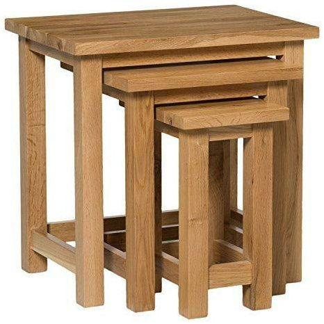 Hallowood Waverly Nest of Tables in Light Oak Finish | Solid Wooden Side/End/Lamp Stand | Set of 3, WAV-NEST490 0