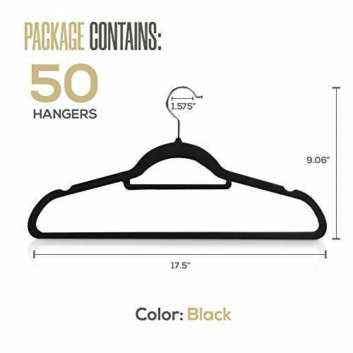 Utopia Home [50 Pack] Premium Velvet Hangers - Heavy Duty - Non Slip - Velvet Suit Hangers with Tie Bar (Black) 1