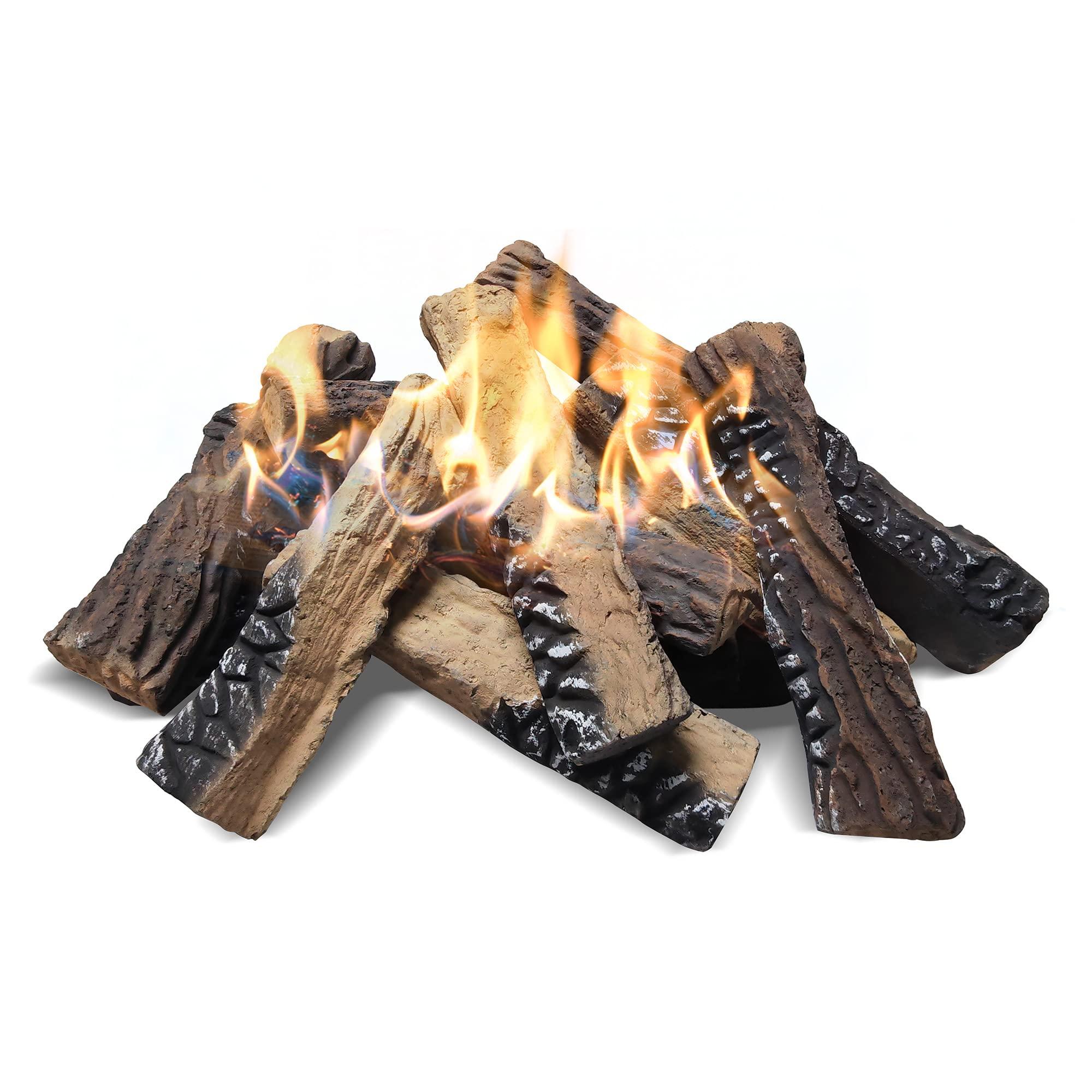 ATR ART TO REAL Large Gas Fireplace Logs,10-piece Set of Large Ceramic Faux Fireplace Logs for Fire pit,Propane,Electic,Gas, Fireplace Decor Artifical wood for Outdoor Indoor 0