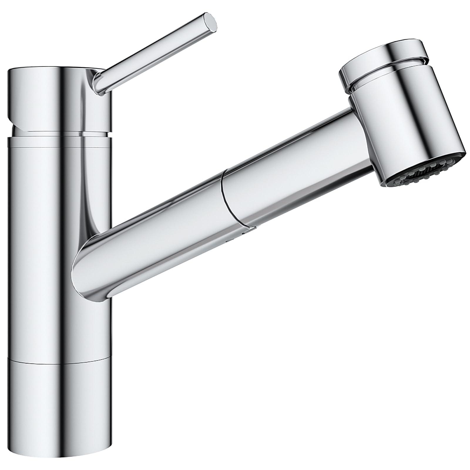 APPASO Kitchen Tap, High Pressure Kitchen Taps Mixer with Pull Out Spray 2 Modes, Single Handle Low Arch Kitchen Sink Taps 1 Hole for Standard Fittings, Polished Chrome 0