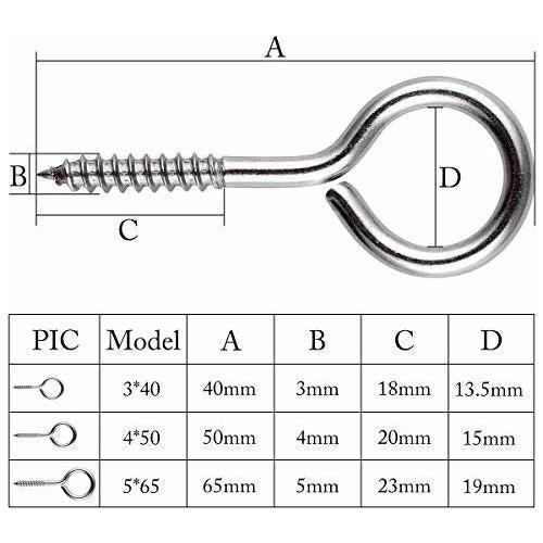 Loscrew 15Pcs(M3/M4/M5) Self Ring Screw Tapping Screw Sheep Circle Round Eye self Tapping Screw self Tapping Screw Ring Ring Hand Tightening Screw 1