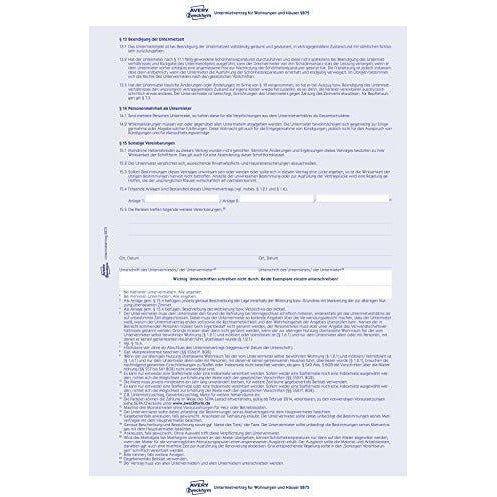 AVERY Zweckform 2875 Sub-Lent Contract for Houses and Houses (Agreement with Deposit, 5 Pages Form A4 Self-Copying) Pack of 5 Blue 3