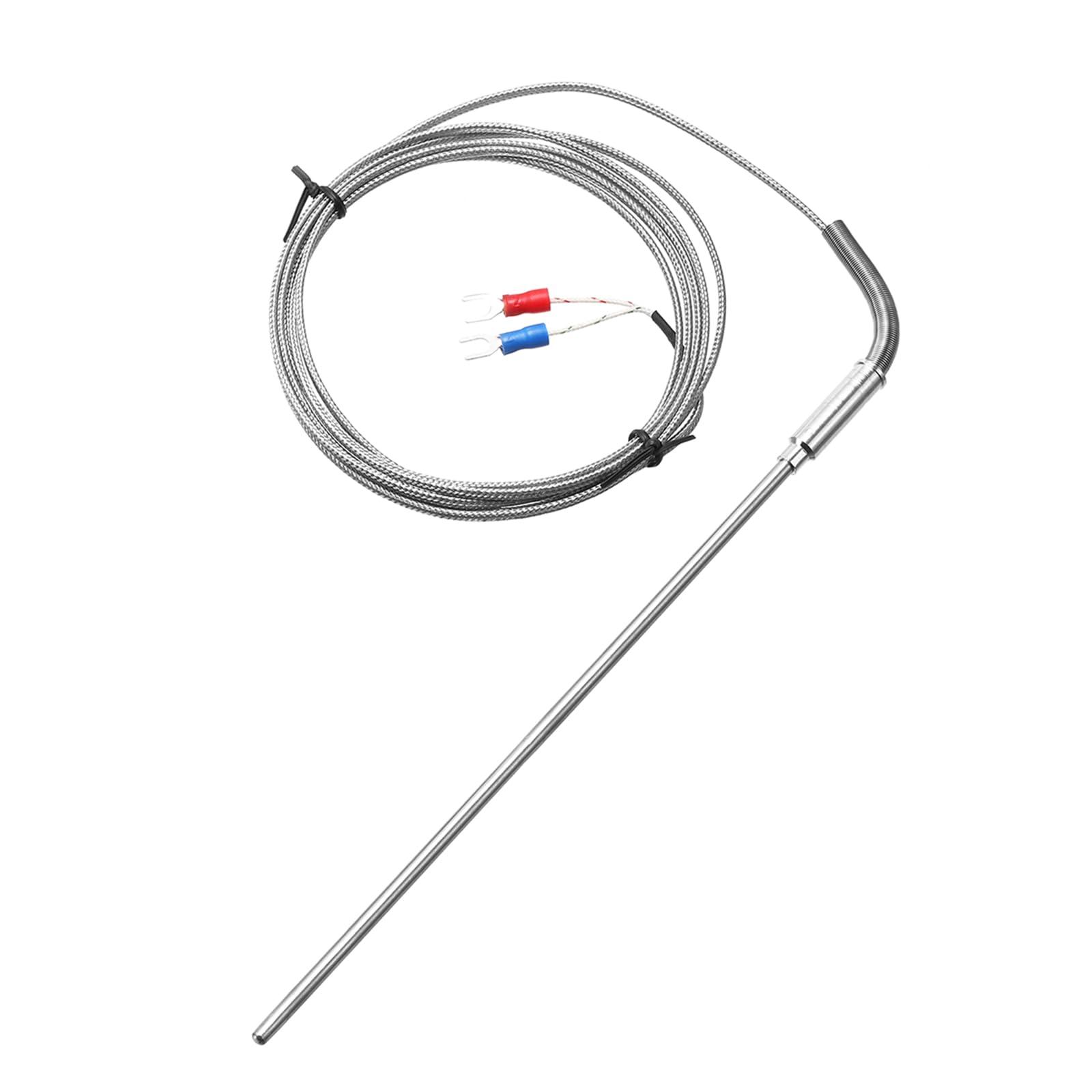 sourcing map K Type Thermocouple Temperature Sensor Probe 4x200mm 6.6ft Wire 0 to 1000°C(32 to 1832°F) Stainless Steel 0