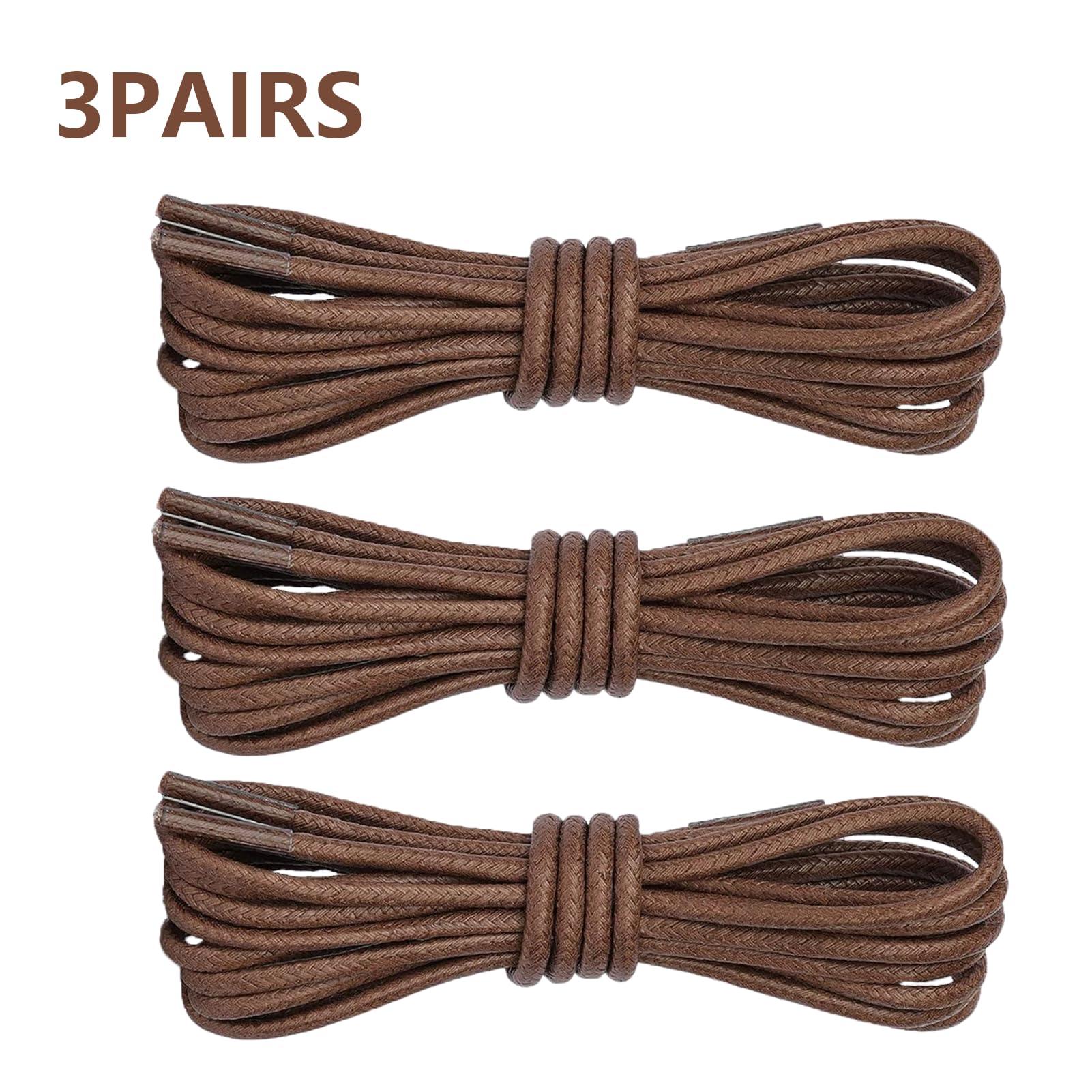 Fadbudss 3 Pairs Round Waxed Shoe Laces, Diameter 2.5mm Cotton Replacement Thin Premium Excellent Traditional Shoelaces for Formal Derby Desert Boots Oxford Shoes Leather Brogues 90 cm Dark Brown 2