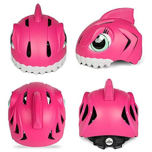 ANIMILES Kids Helmet, 3D Shark Skateboard Helmet, Safety Children's Bike Helmet for Girls Boys 3-8 Years, CPSC Certified Helmet for Skating, Bicycle, and Scooter (Red) 1