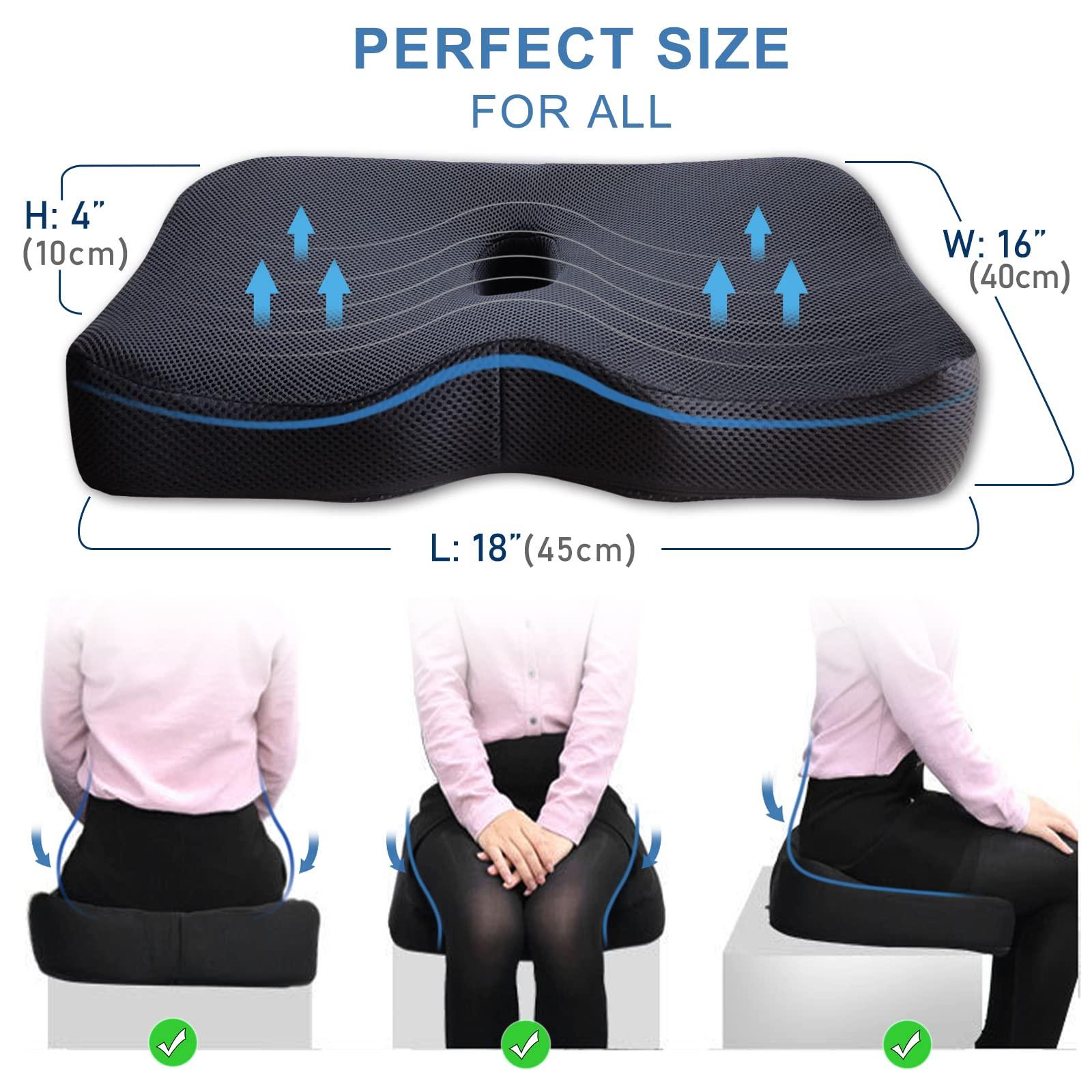 beobeu G2 Comfort Memory Foam Seat Cushions for Tailbone Support Back Pain Relief, Ergonomic Coccyx Pads for Office,Dining and Gaming Chairs, Wheelchairs,Car seats(18x16inches). 1