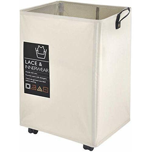 Amazon Brand-Eono Rolling Laundry Cart, 56CM Pro Laundry Hamper Waterproof with Big Card Pocket and Leather Handle and Brake Square Laundry Basket Collapsible Laundry Bin Breathable Mesh Cover 0