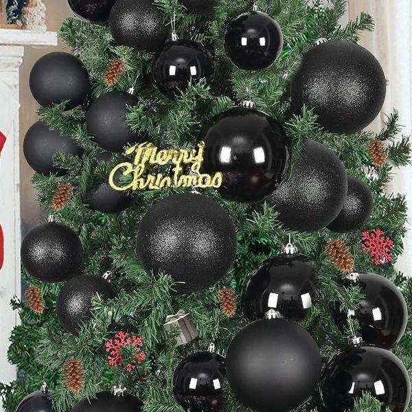 Benjia Extra Large Christmas Baubles, Giant Big Huge Xmas Shatterproof Plastic Ball Ornaments Set for Outdoor Outside Lawn Yard Tree Hanging Decorations Decor (15cm/150mm, 4 Packs, Black) 1