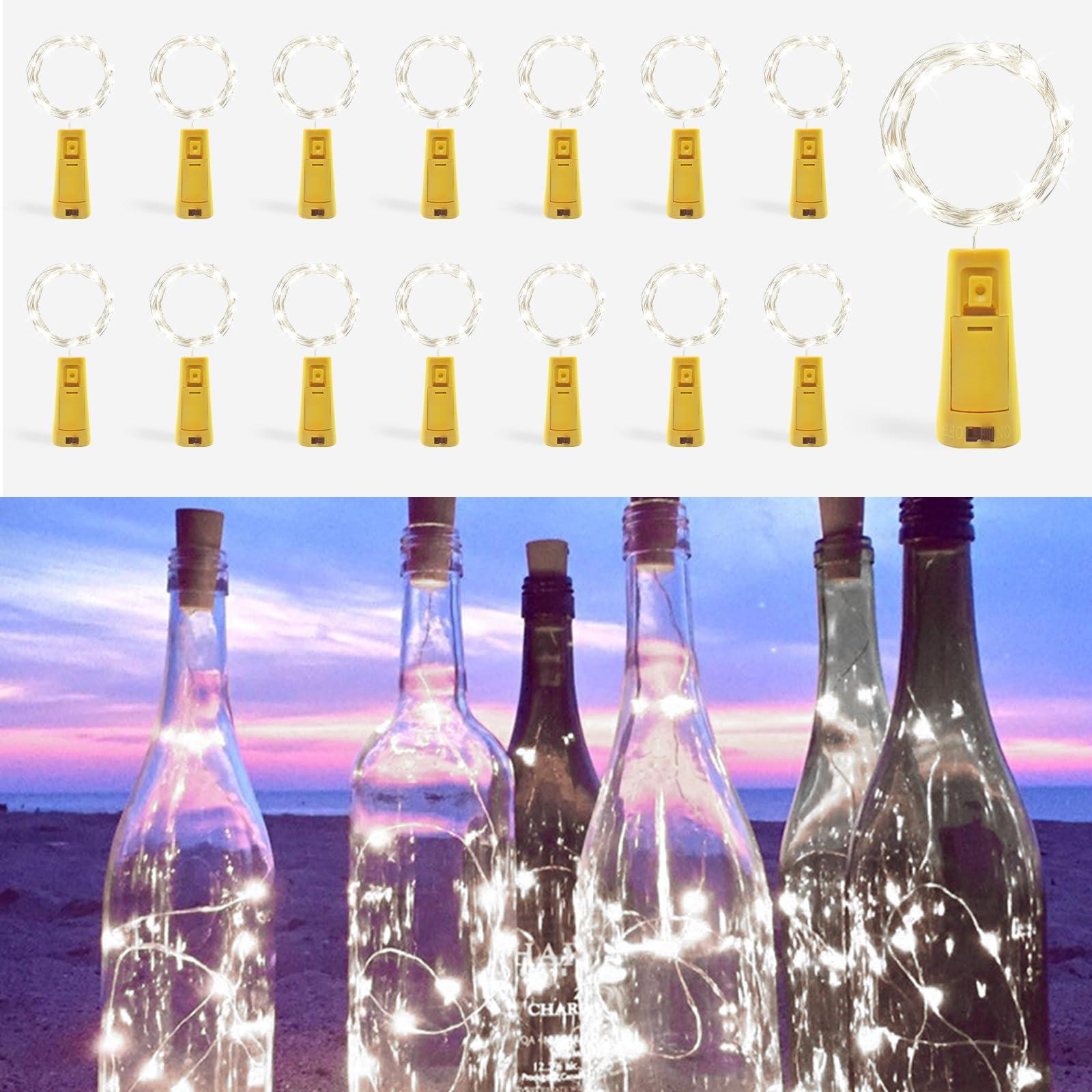 [15 Pack] BROTOU Bottle Lights, 2M 20 LED Battery Operated Fairy Cork Lights| Battery Included|, for DIY Parties of Birthday, Wedding, Halloween, Christmas, in/Outdoor Decoration (Cold White)