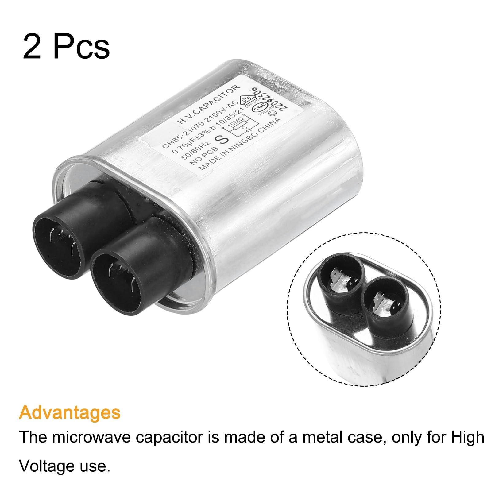 sourcing map Microwave Capacitor Replacement High Voltage Oven Capacitor 2100VAC 0.70uf Pack of 2 3