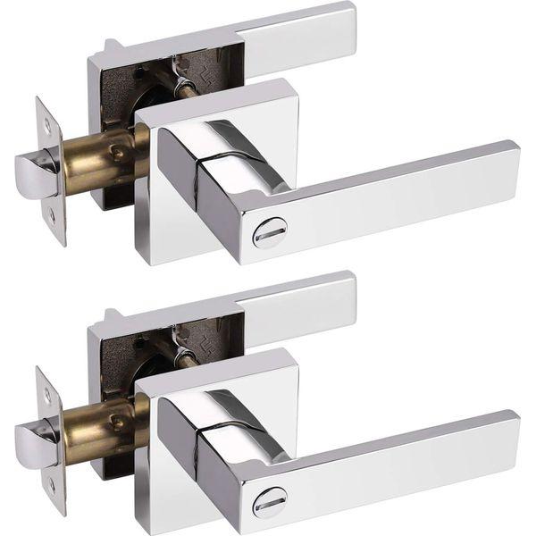 Probrico 2 Pack Door Handles with Lock, Bathroom Door Locks, Privacy Door Handle Lock Sets, Bedroom Door Handle with Turn Locks, Oil Rubbed Brown, 2 Pack 0