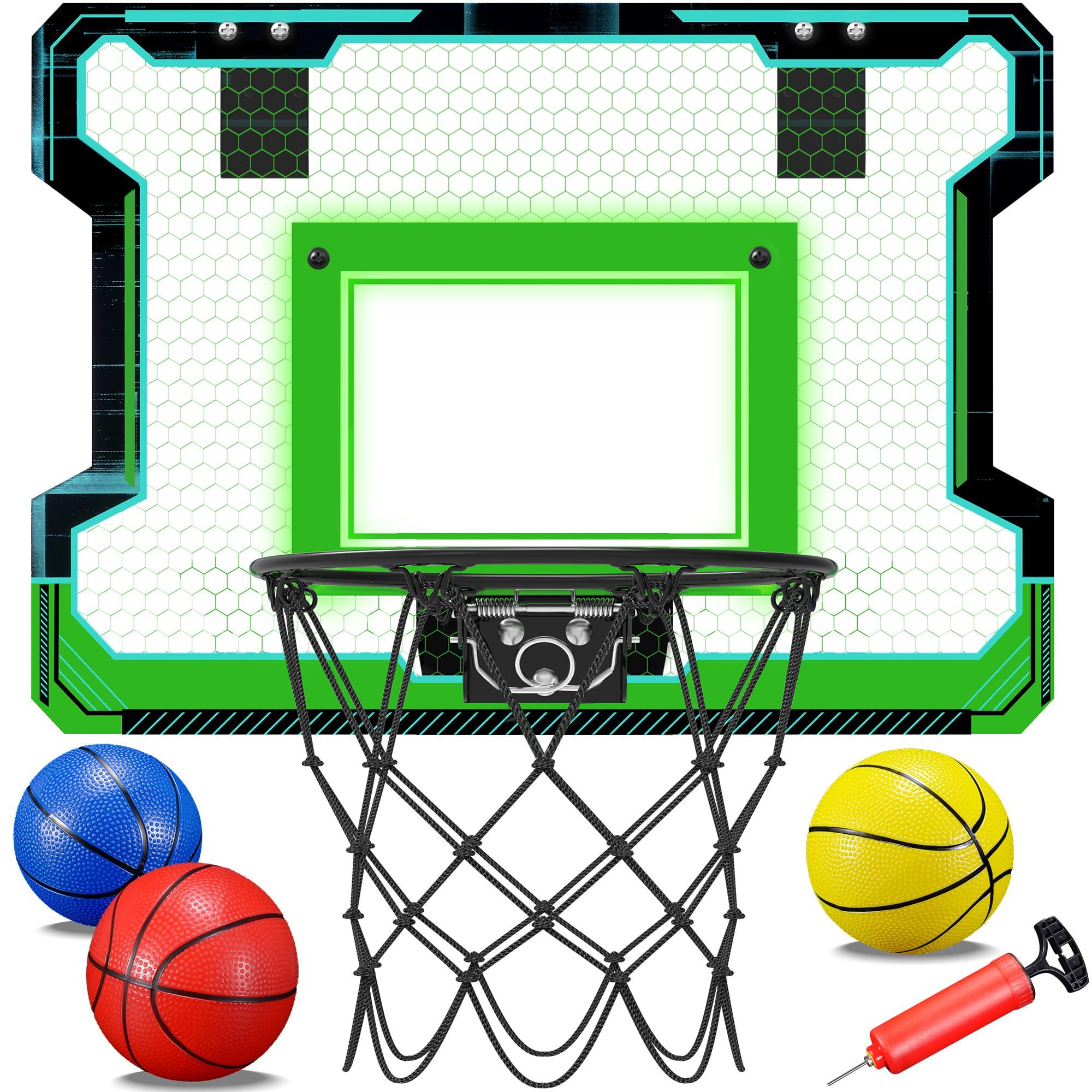 Mini Indoor Basketball Hoop, Basketball Hoop with Complete Accessories for Room & Wall Mounted, Over the Door Small Basketball Arcade Game Sports Toys Gift for 5+ Girls Boys Toddlers Kids Teens Adults 0