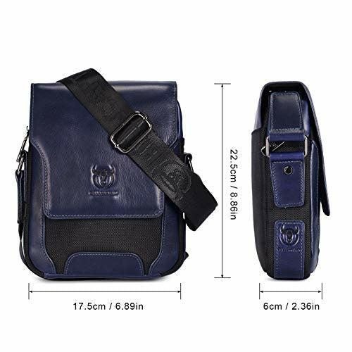 BAIGIO Leather Shoulder Bag for Men Stylish Crossbody Messenger Satchel Side Bag for Commuter Work School Business Travel-Dark Blue 1