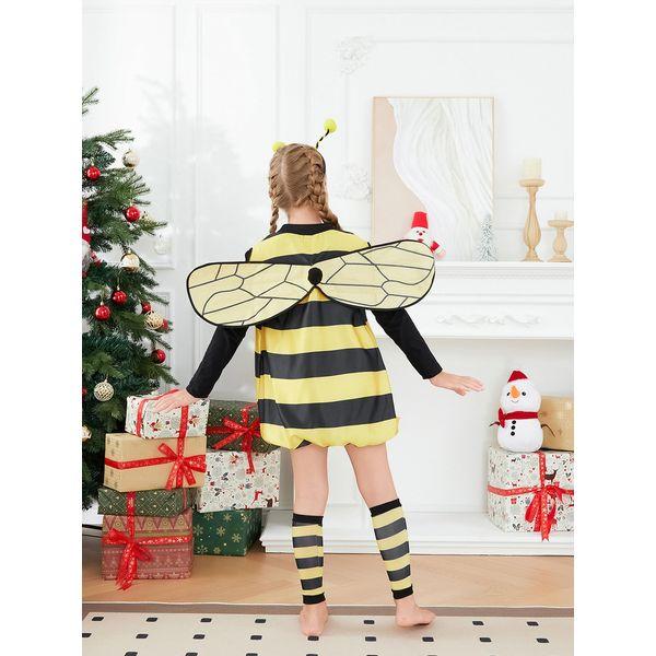 Yoisdtxc Adult/Kids Halloween Costume Set Bee Fancy Cosplay Costume with Wings and Antenna (A-Yellow Children 1, 5-6 Years) 4