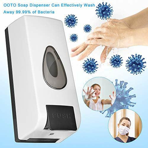 OOTO Wall Mounted Hand Sanitizer Dispenser, Manual Soap Dispenser Shower Gel Lotion Container with 360ml Capacity for Bathroom Kitchen Office 3