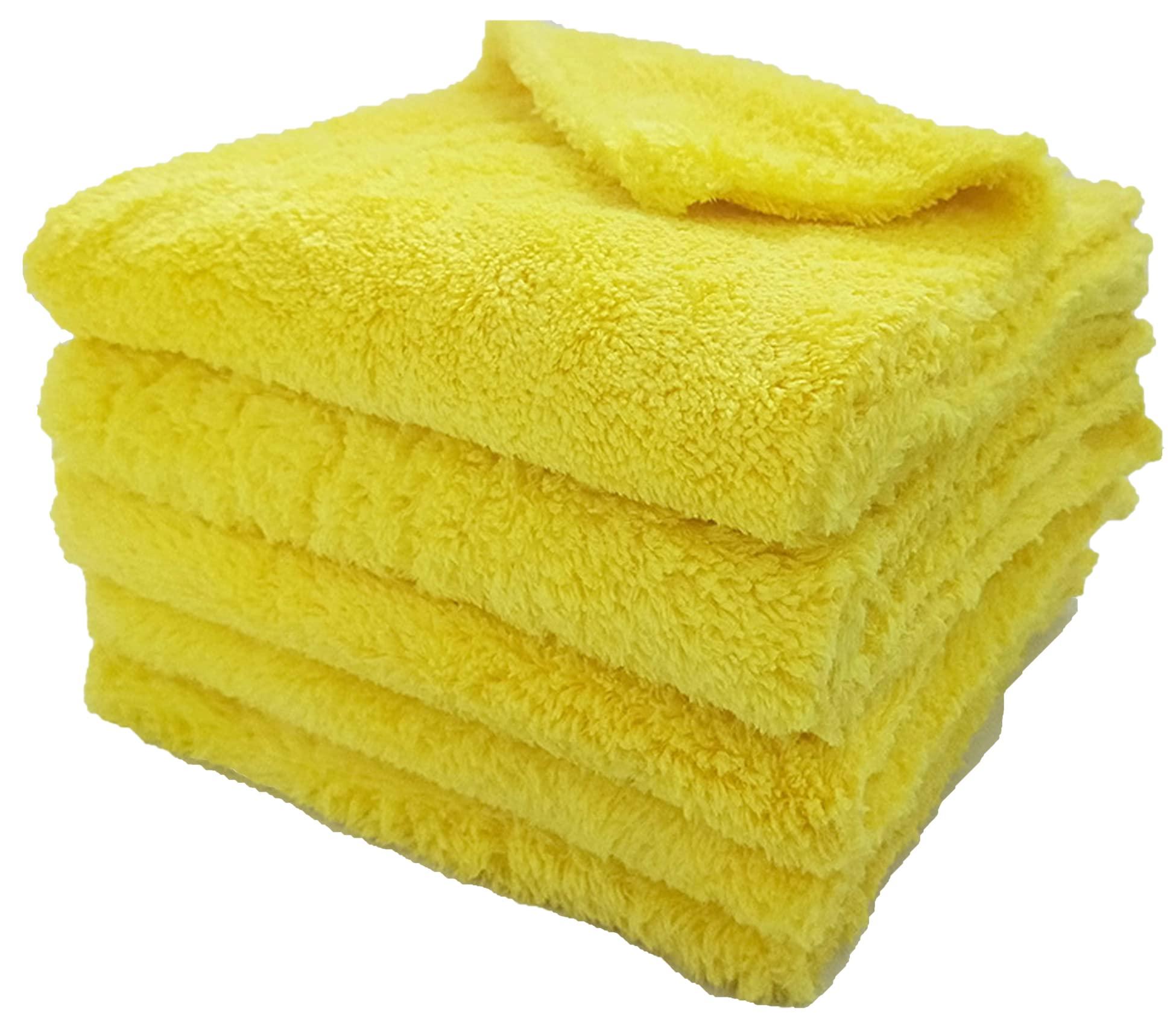 BW&HM Microfibre Car Cleaning Cloths Auto drying cloth 40 x 40 cm 5 Pack (Yellow, 40 x 40 cm) 3